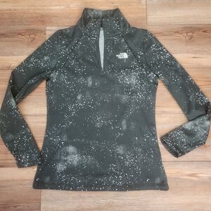 The North Face Pullover Women's M Green Galaxy Long Sleeve 1/4 Zip Fleece Lined